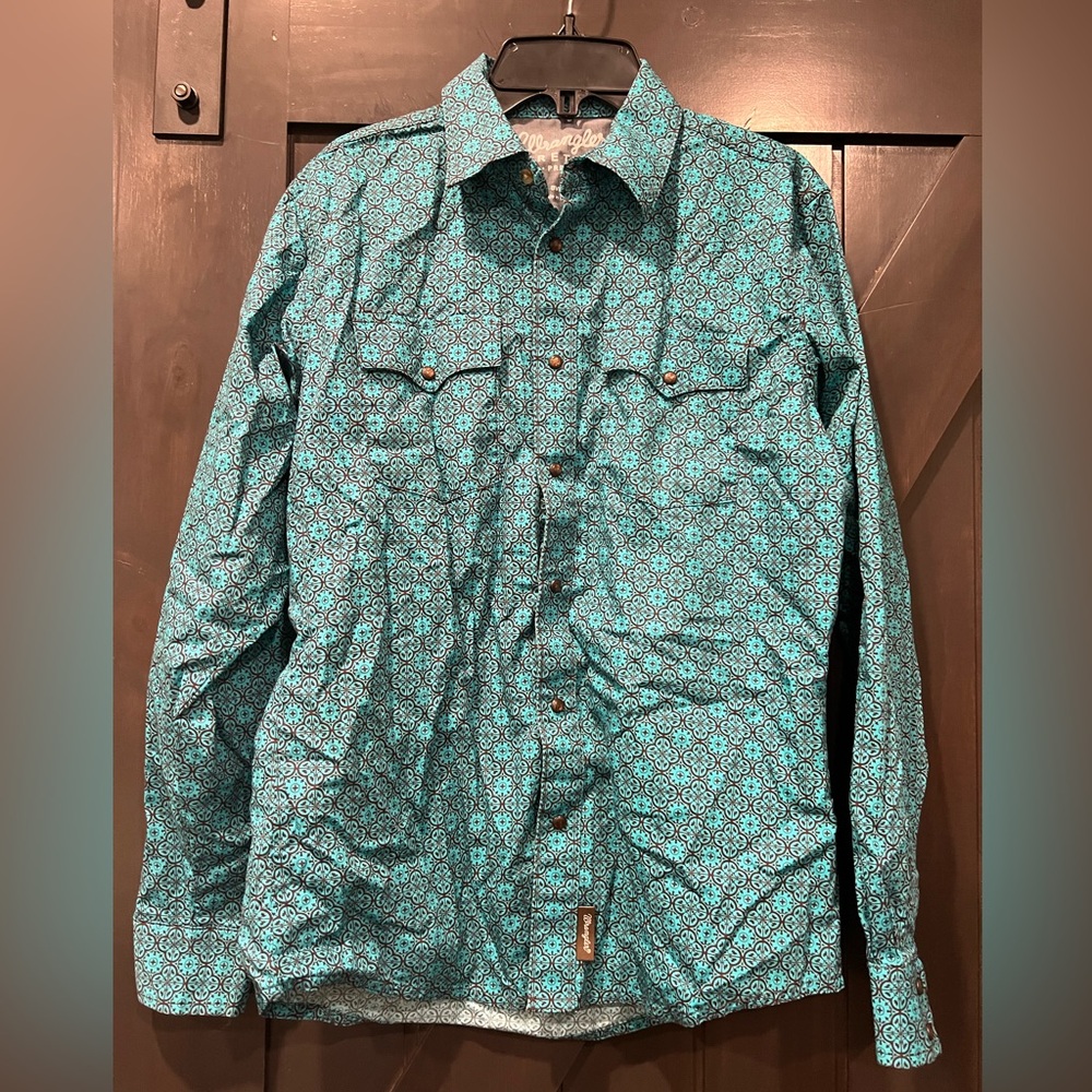 Wrangler Teal and Black Patterned Shirt